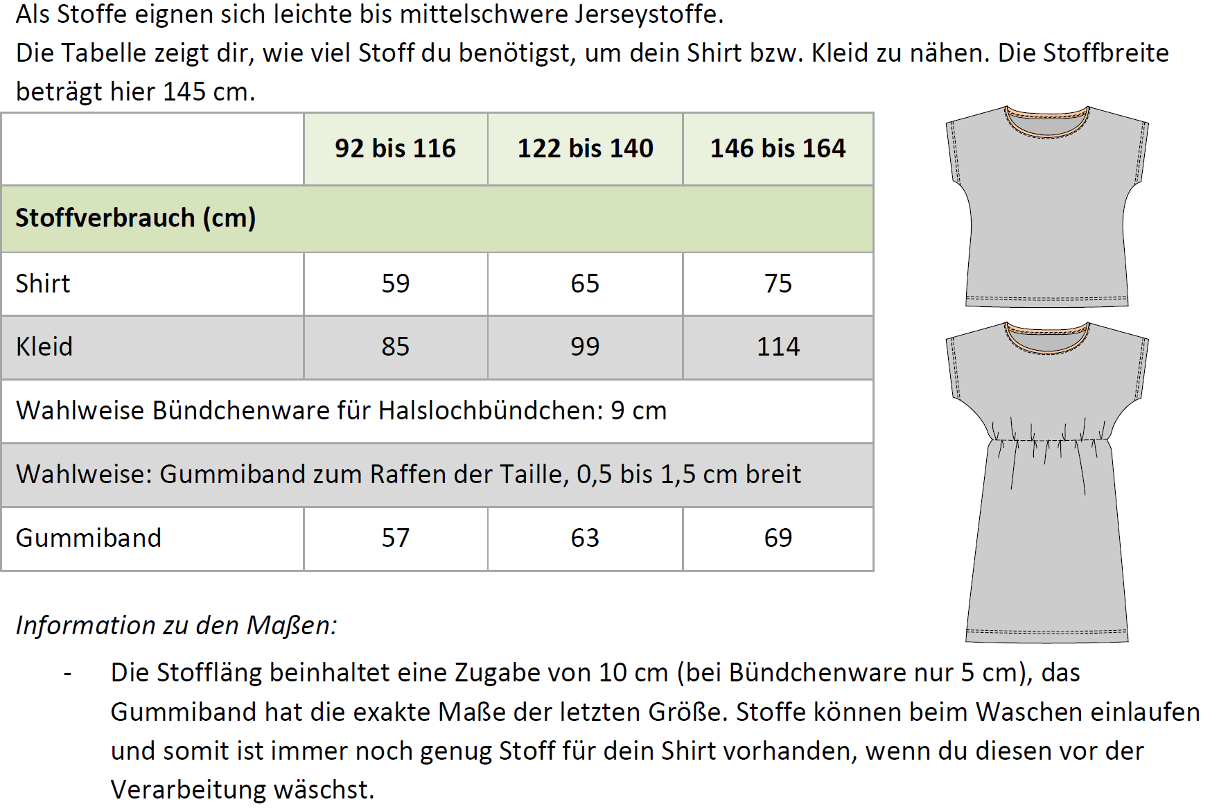 Lilly Kids – Shirt & Kleid mit angeschnittenen Ärmeln Gr. 92-164 - Sewando