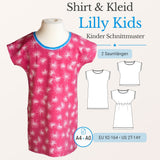 Schnittmuster Lilly Kids – Shirt & Kleid mit angeschnittenen Ärmeln Gr. 92-164