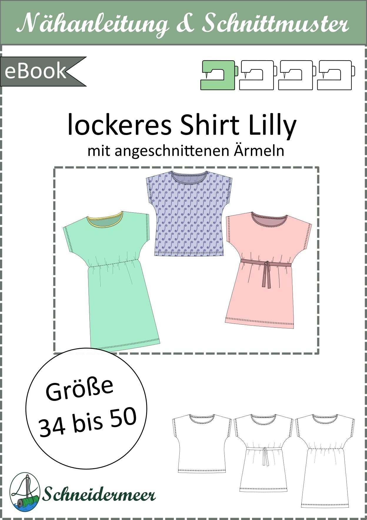 Lilly – Lockeres Shirt & Kleid mit 3 Längen Gr. 34-50 / BU 80-116 - Sewando
