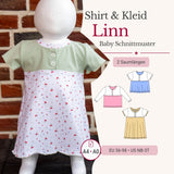 Schnittmuster Linn – Babyshirt oder Kleid mit senkrechter Knopfleiste & Teilung Gr. 56-98