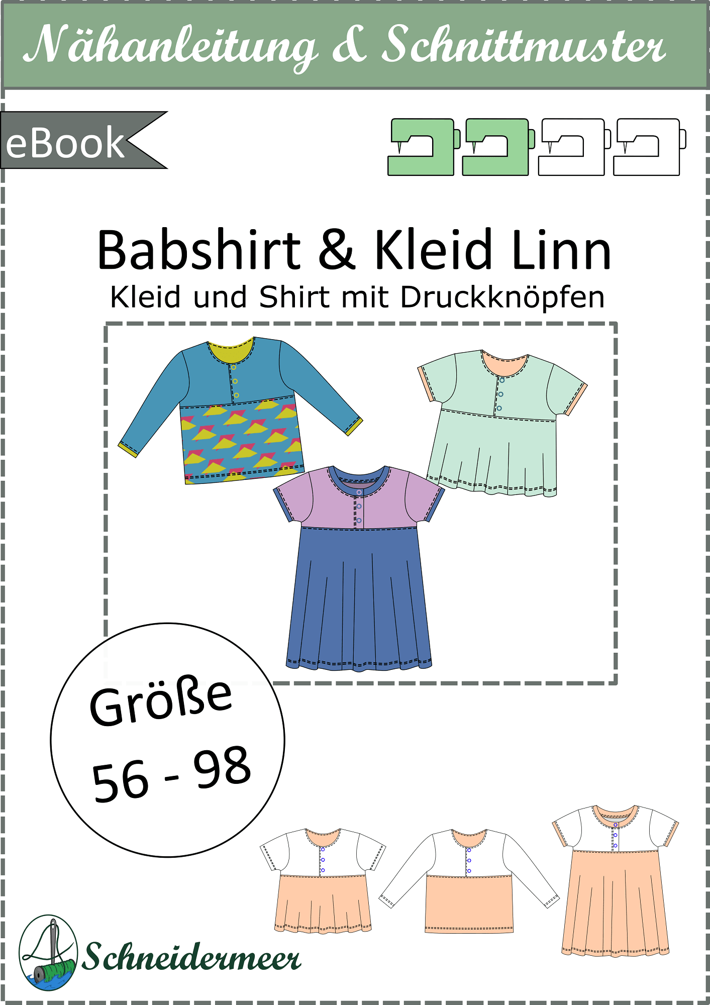 Linn – Babyshirt oder Kleid mit senkrechter Knopfleiste & Teilung Gr. 56-98 - Sewando