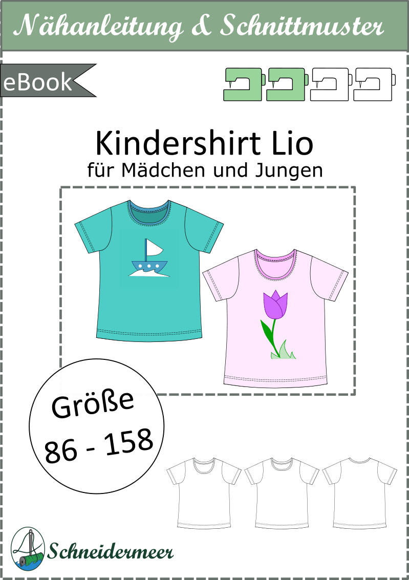 Schnittmuster Lio – Basicshirt für Jungen & Mädchen aus Jersey Gr. 86-158 - Sewando