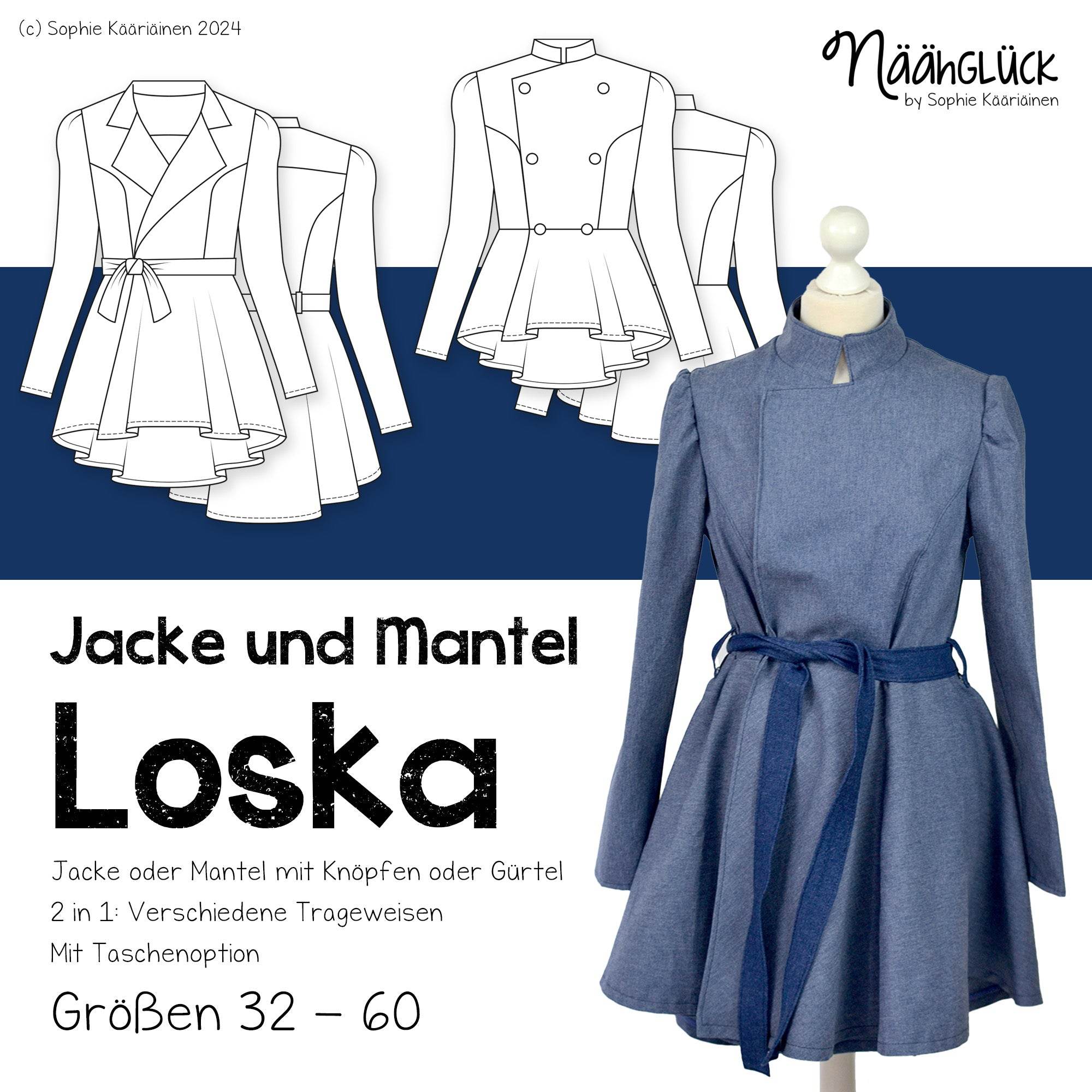 Schnittmuster Jacke und Mantel Loska Größen 32 - 60 - Sewando