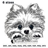 Stickdatei  - Weniger Stiche Pomeranian "Lou"  -realistisch - FÜR HELLE STOFFE