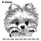 Stickdatei  - Weniger Stiche Pomeranian "Lou"  -realistisch - FÜR HELLE STOFFE