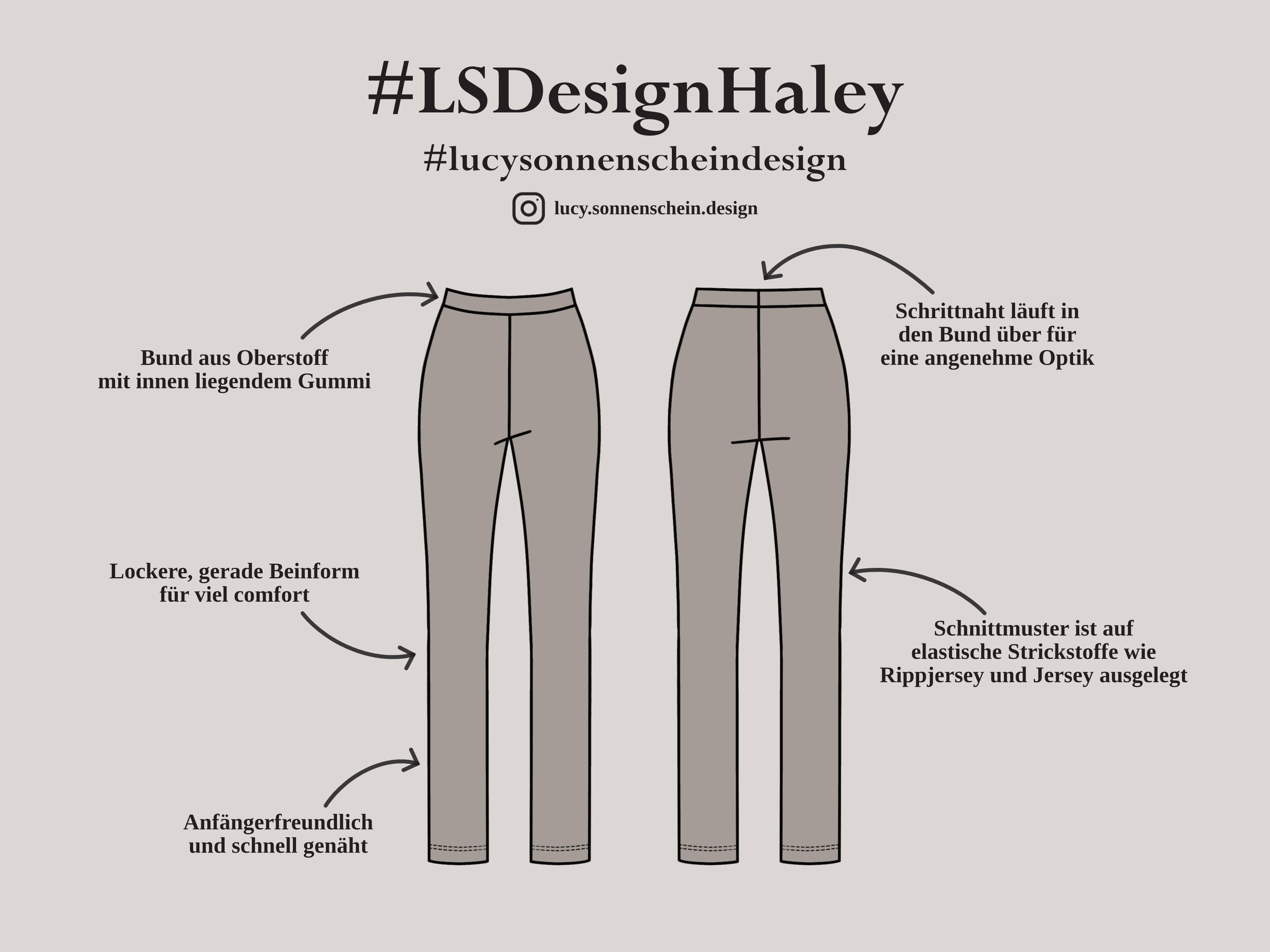 Hose Loungewear - Haley - Schnittmuster - Gr. 32-48 - Sewando