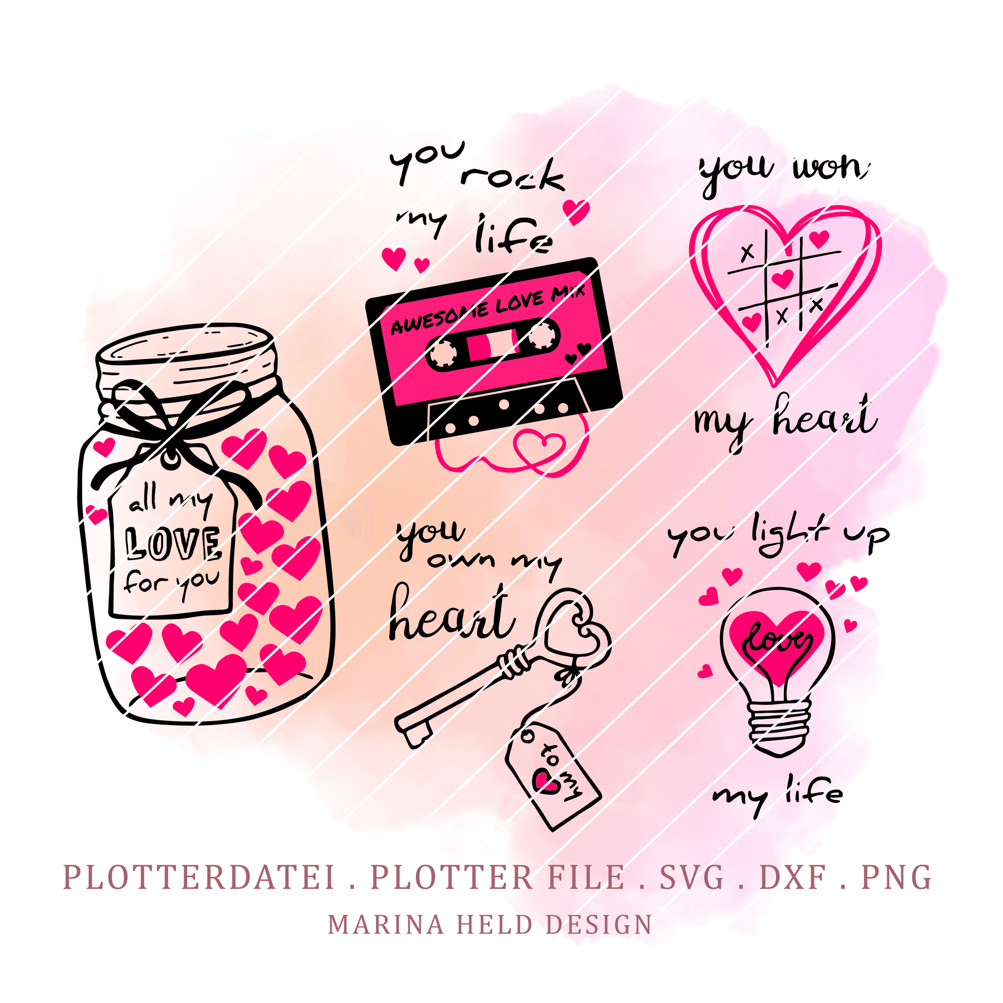 Plotterdatei Liebe 5 Designs - Sewando