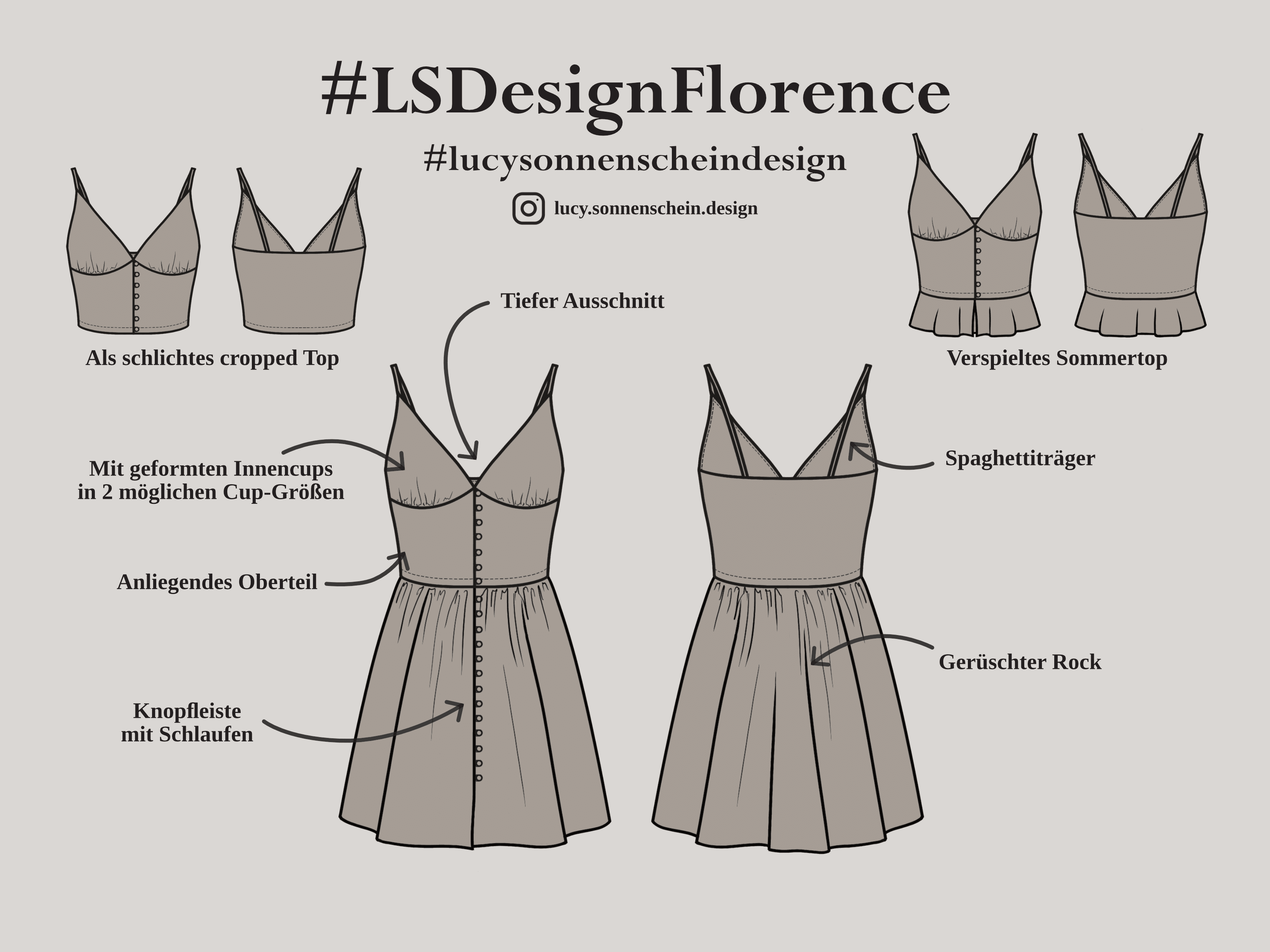Sommerkleid /-top - Florence - Schnittmuster - Gr. 32-48 - Sewando
