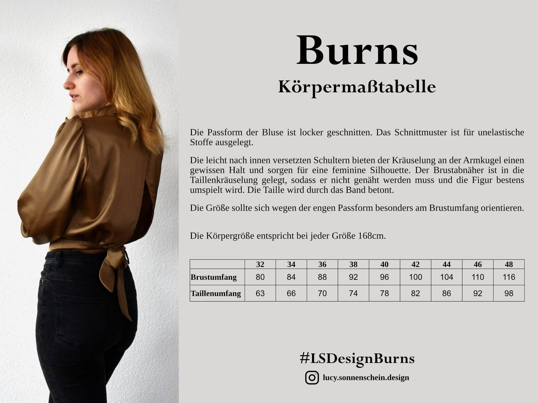 Bluse Rückenausschnitt - Burns - Schnittmuster - Gr. 32-48 - Sewando