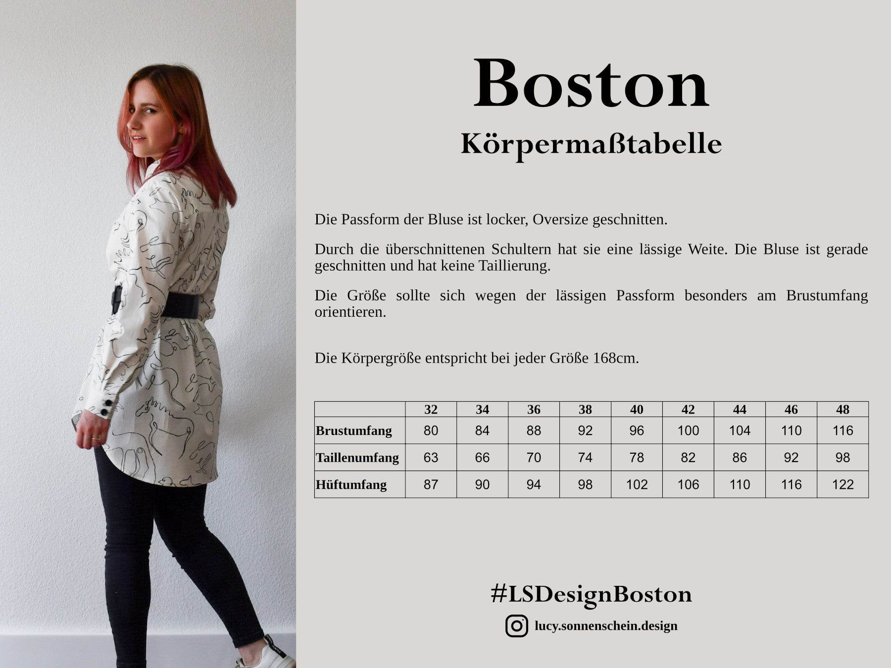 Overzised Bluse - Boston - Schnittmuster - Gr. 32-48 : - Sewando