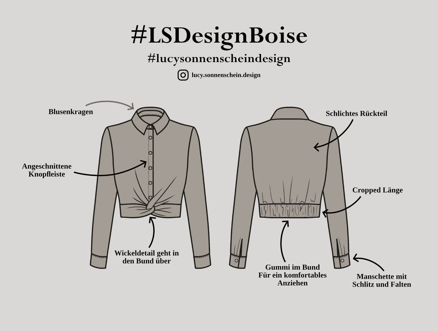 Bluse Wickeloptik - Boise - Schnittmuster - Gr. 32-48 - Sewando