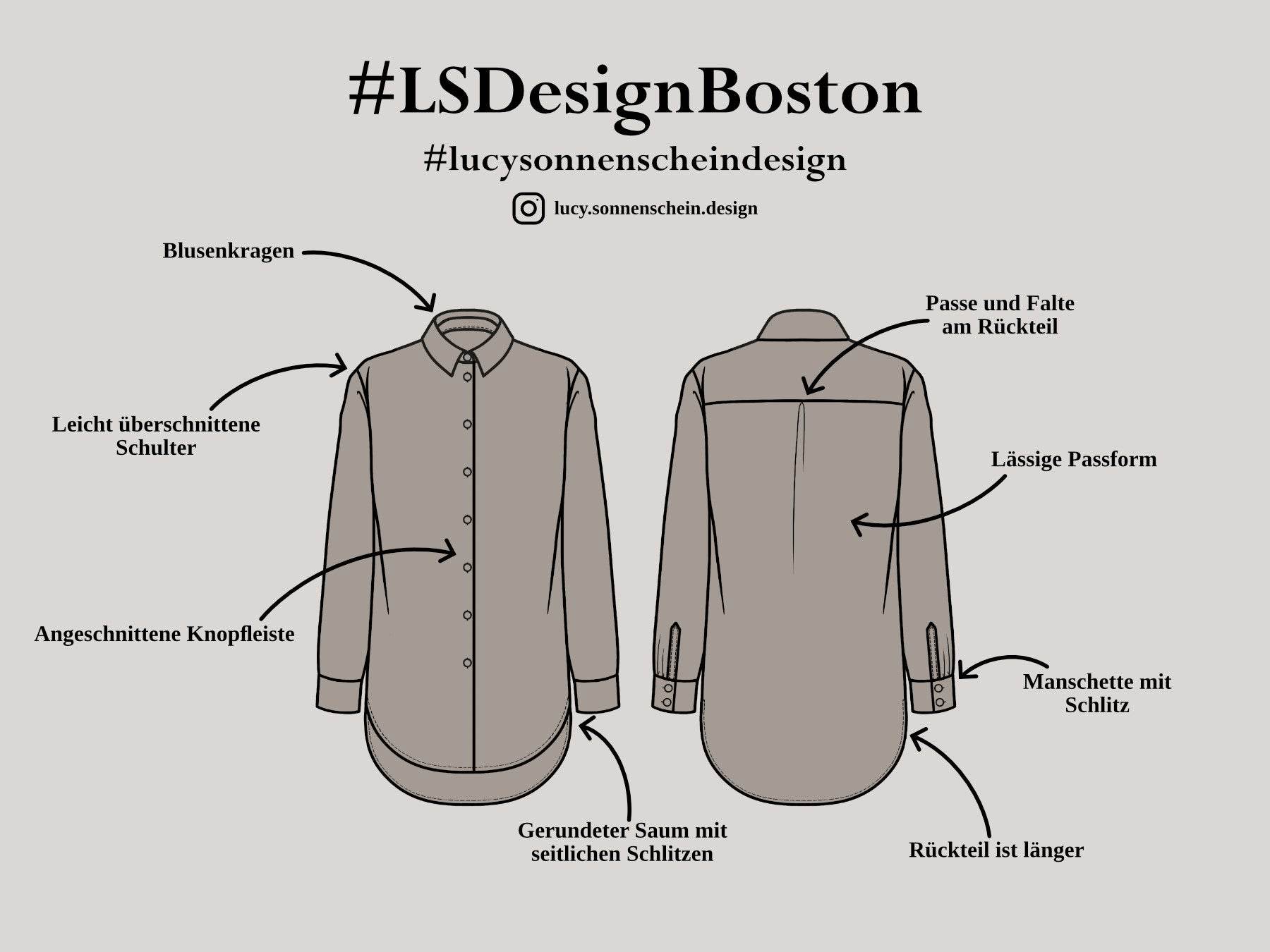 Overzised Bluse - Boston - Schnittmuster - Gr. 32-48 : - Sewando