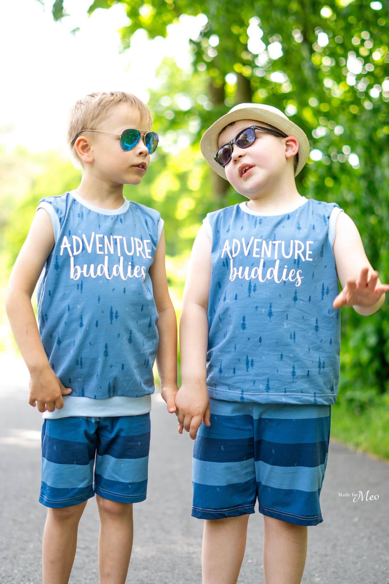 Sommer Outfitset Gr. 74 -104 Bermuda (3 Längen) & wandelbares Top/ Shirt / 2 Schnittmuster - Sewando