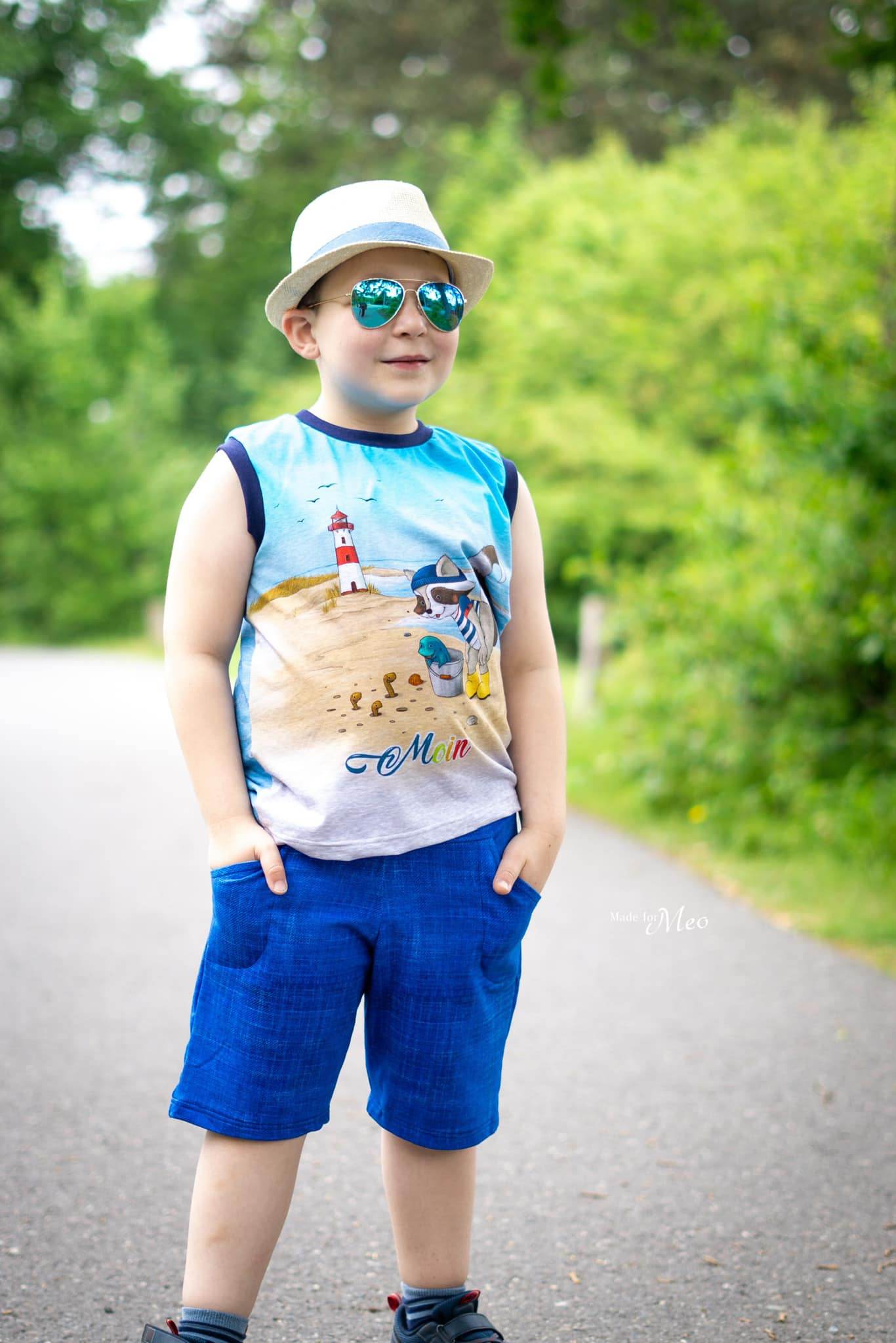 Sommer Outfitset Gr. 74 -104 Bermuda (3 Längen) & wandelbares Top/ Shirt / 2 Schnittmuster - Sewando