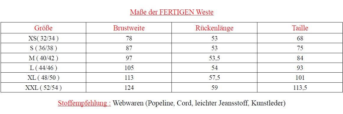 Schnittmuster Classi(c) Damenweste Gr. XS - XXL - Sewando