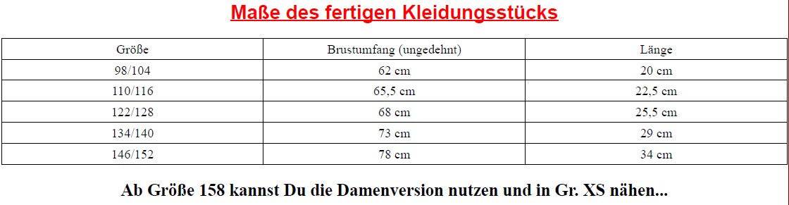 Schnittmuster MiniCarmen Top Gr. 98 - 152 - Sewando