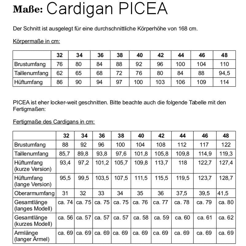 Schnittmuster CARDIGAN PICEA Gr. 32-48 - Sewando
