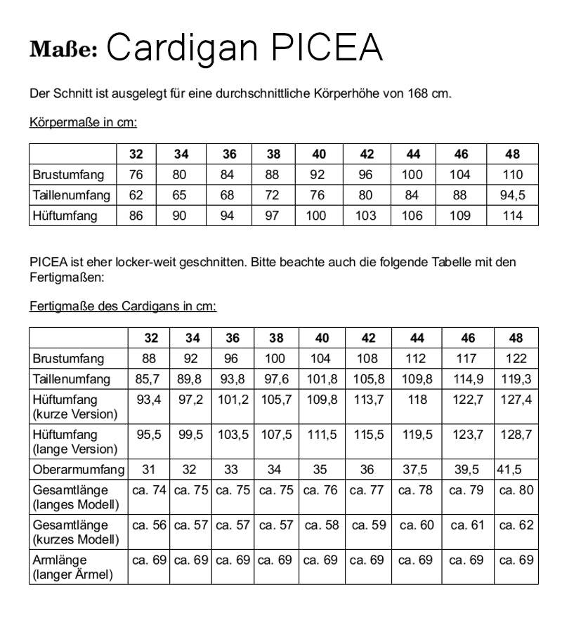 Schnittmuster CARDIGAN PICEA Gr. 32-48 - Sewando
