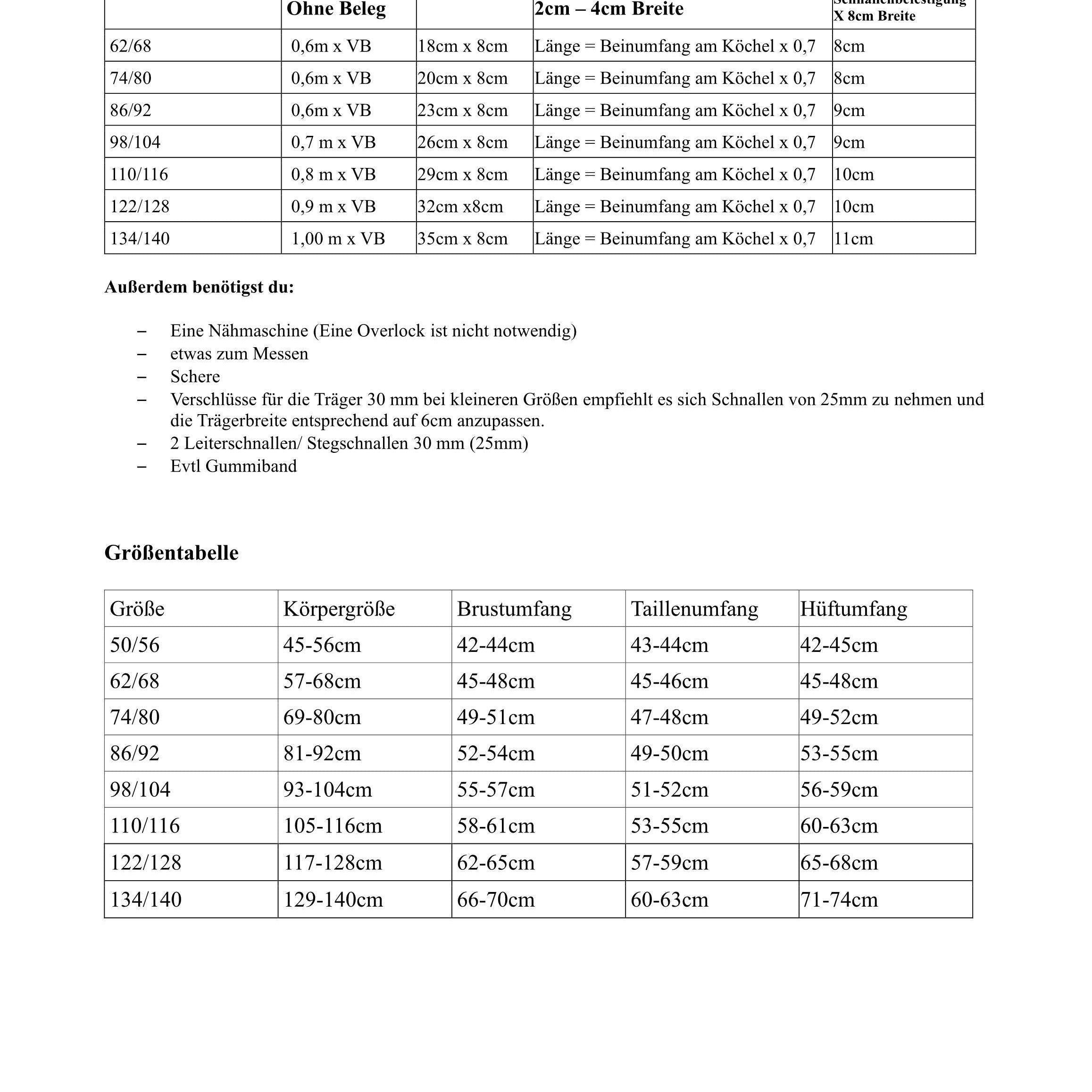 Schnittmuster Emmas Matschhose Größe 62/68 – 134/140 - Sewando