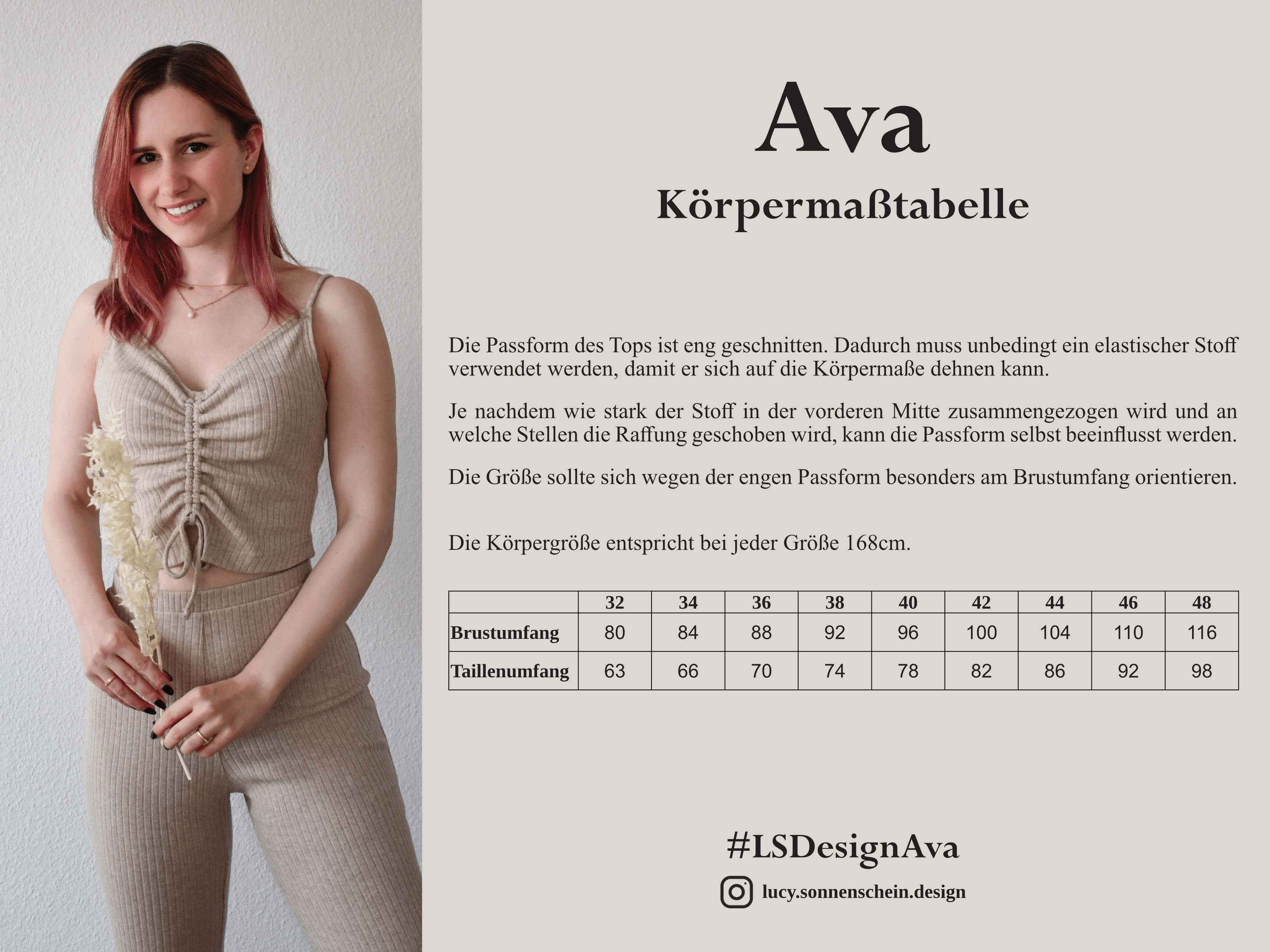 Top mit Raffung - Ava - PDF Schnittmuster - Gr. 32-48 - Sewando