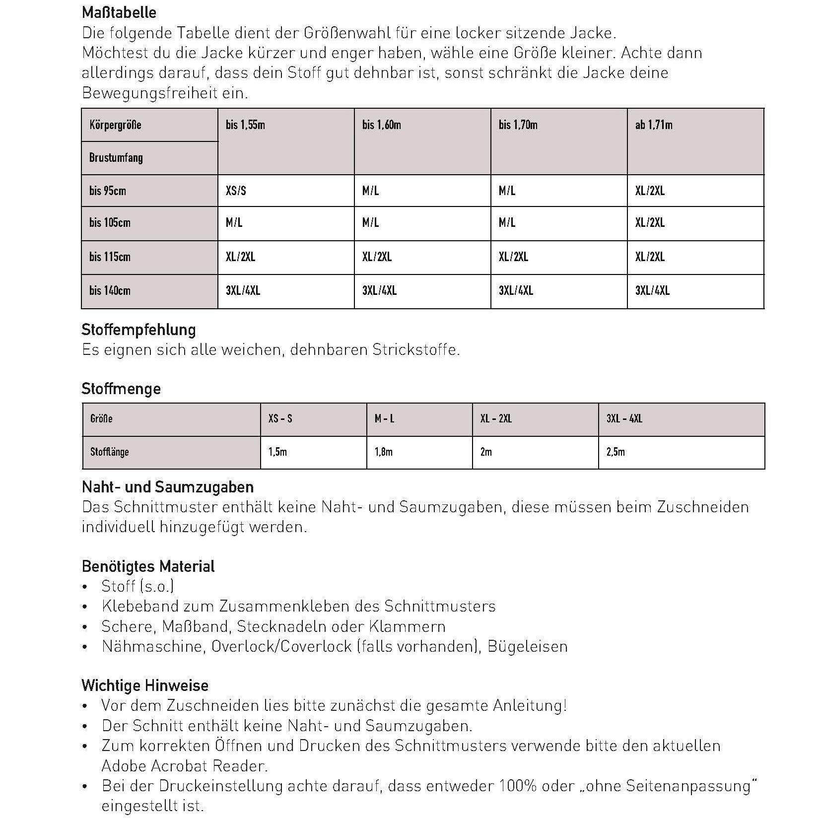 Schnittmuster Cocon Strickjacke MACAPA (32-56) : - Sewando