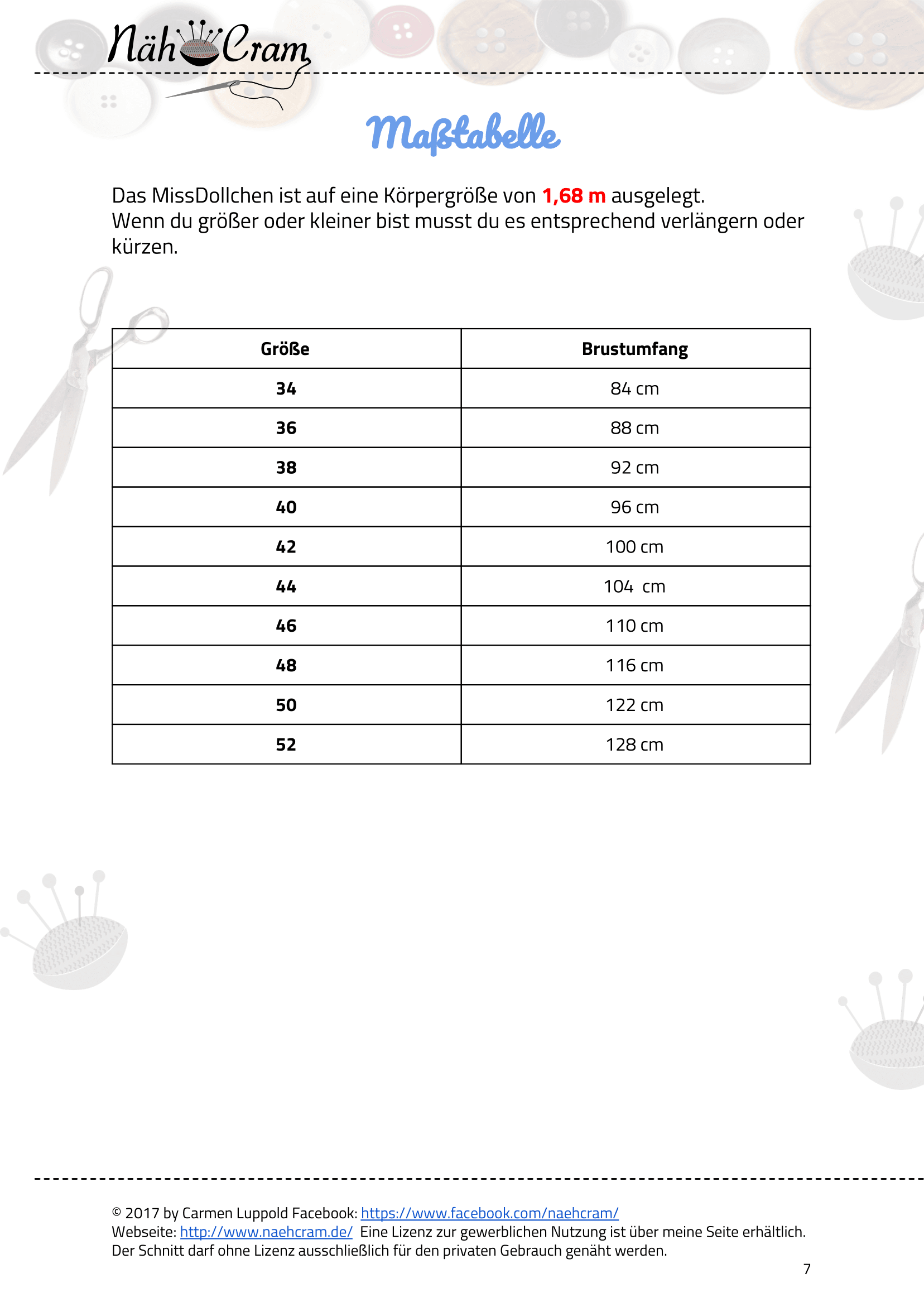 E-Book Babydoll MissDollchen 34-52 Schnittmuster - Sewando