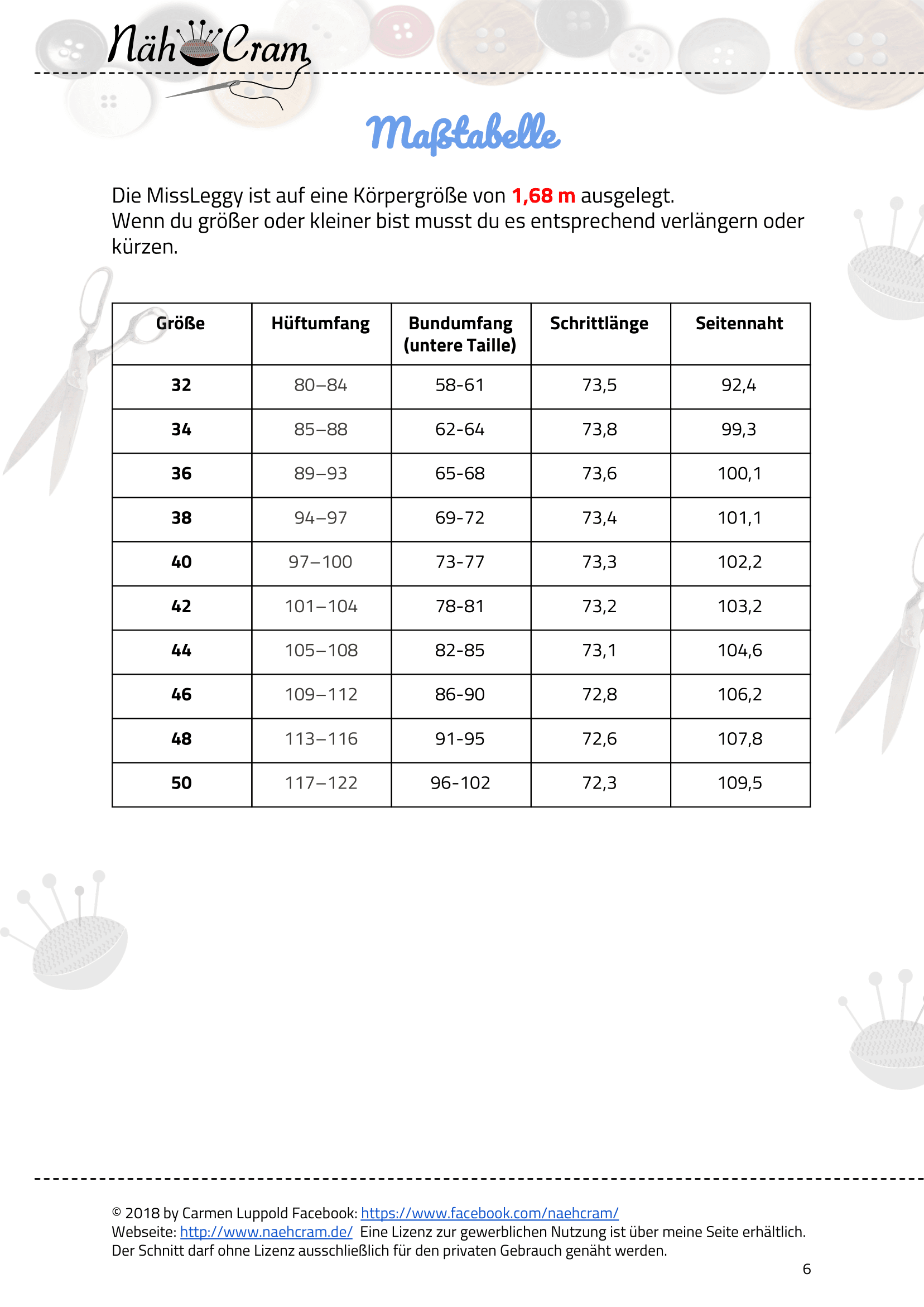 E-Book Leggings MissLeggy 32-50 Schnittmuster - Sewando