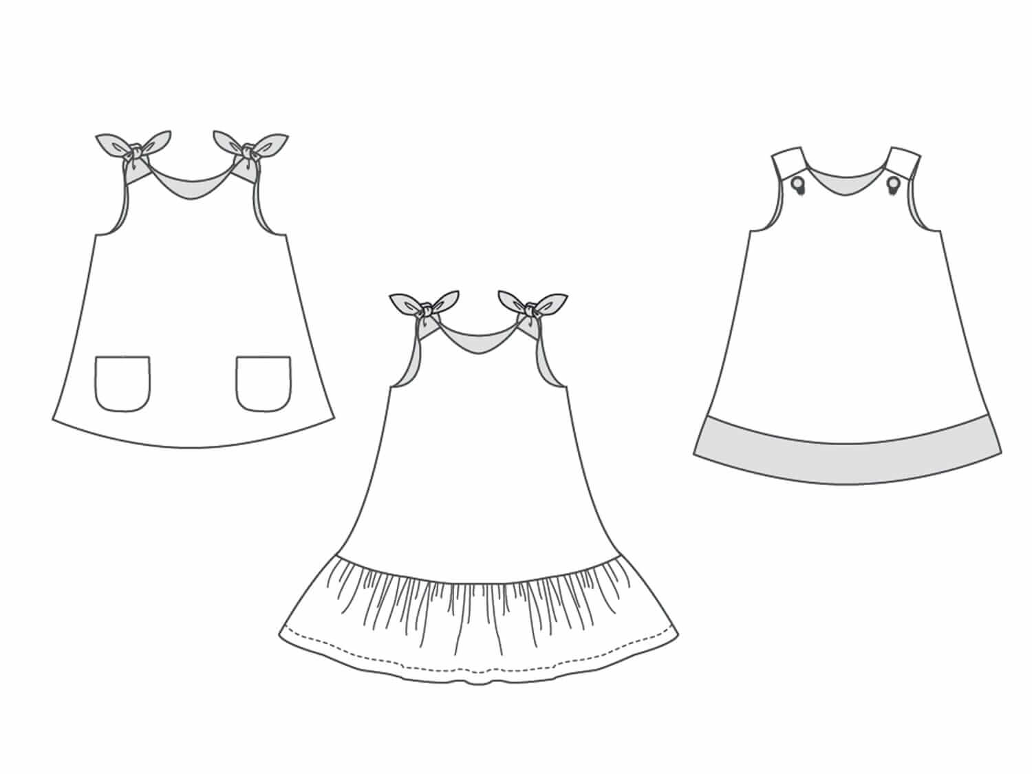 Mädchenkleid mit Schleifen Schnittmuster Ebook pdf SIENA Schnittmuster PDF Ebook download Patternforkids 