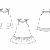 Mädchenkleid mit Schleifen Schnittmuster Ebook pdf SIENA Schnittmuster PDF Ebook download Patternforkids 