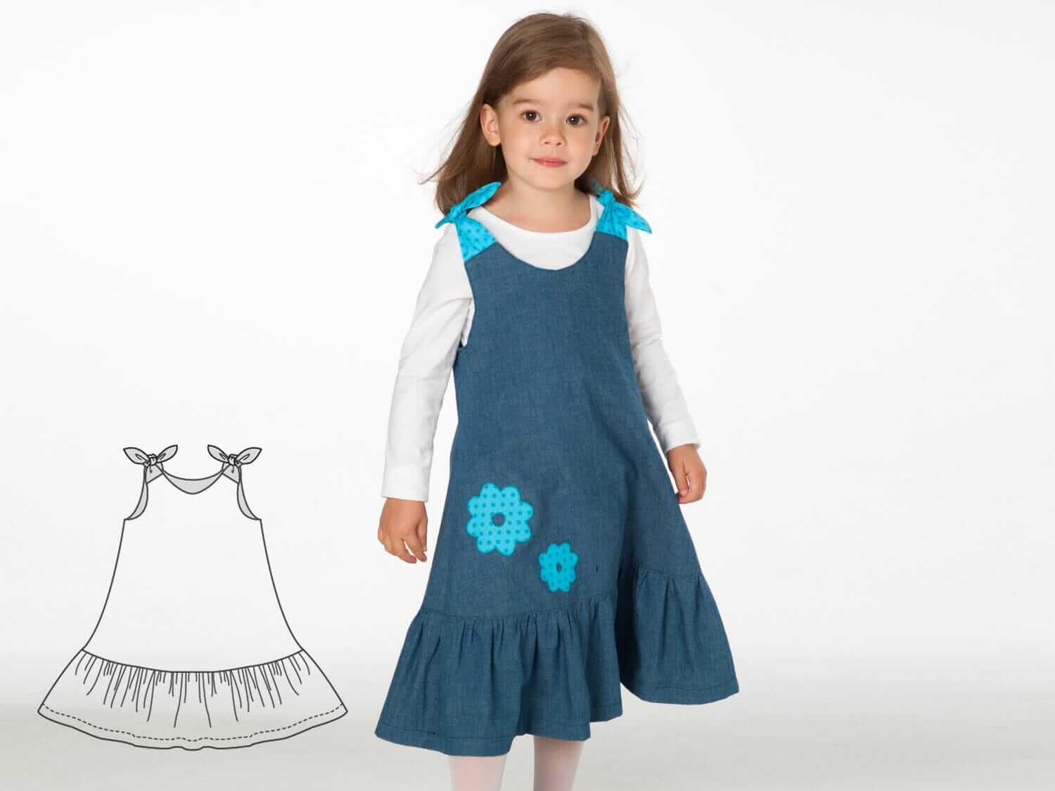 Mädchenkleid mit Schleifen Schnittmuster Ebook pdf SIENA Schnittmuster PDF Ebook download Patternforkids 