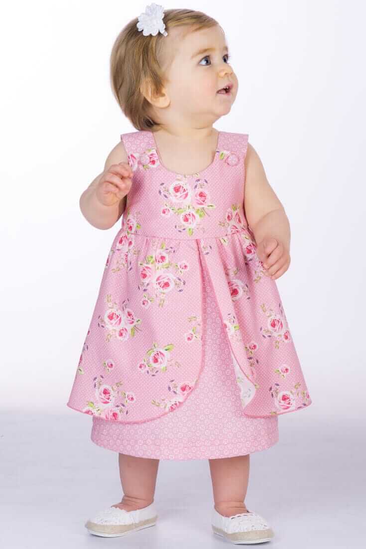 Schnittmuster Download – Mädchen Pinafore Kleid – Digitales PDF-Format – Komplette Anleitung – Rüschen-Design – Gefüttertes Oberteil – Baby- & Kleinkindgrößen – Einfacher Projektleitfaden – Druckbares Format – Mehrere Größen enthalten