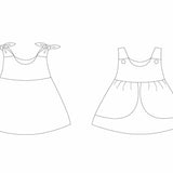 Schnittmuster Download – Mädchen Pinafore Kleid – Digitales PDF-Format – Komplette Anleitung – Rüschen-Design – Gefüttertes Oberteil – Baby- & Kleinkindgrößen – Einfacher Projektleitfaden – Druckbares Format – Mehrere Größen enthalten