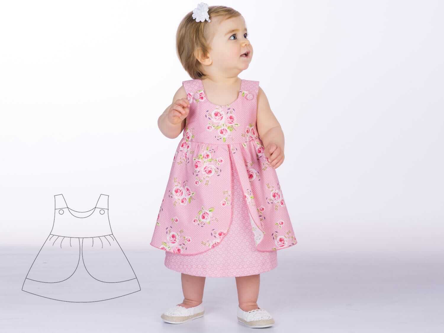 Schnittmuster Download – Mädchen Pinafore Kleid – Digitales PDF-Format – Komplette Anleitung – Rüschen-Design – Gefüttertes Oberteil – Baby- & Kleinkindgrößen – Einfacher Projektleitfaden – Druckbares Format – Mehrere Größen enthalten