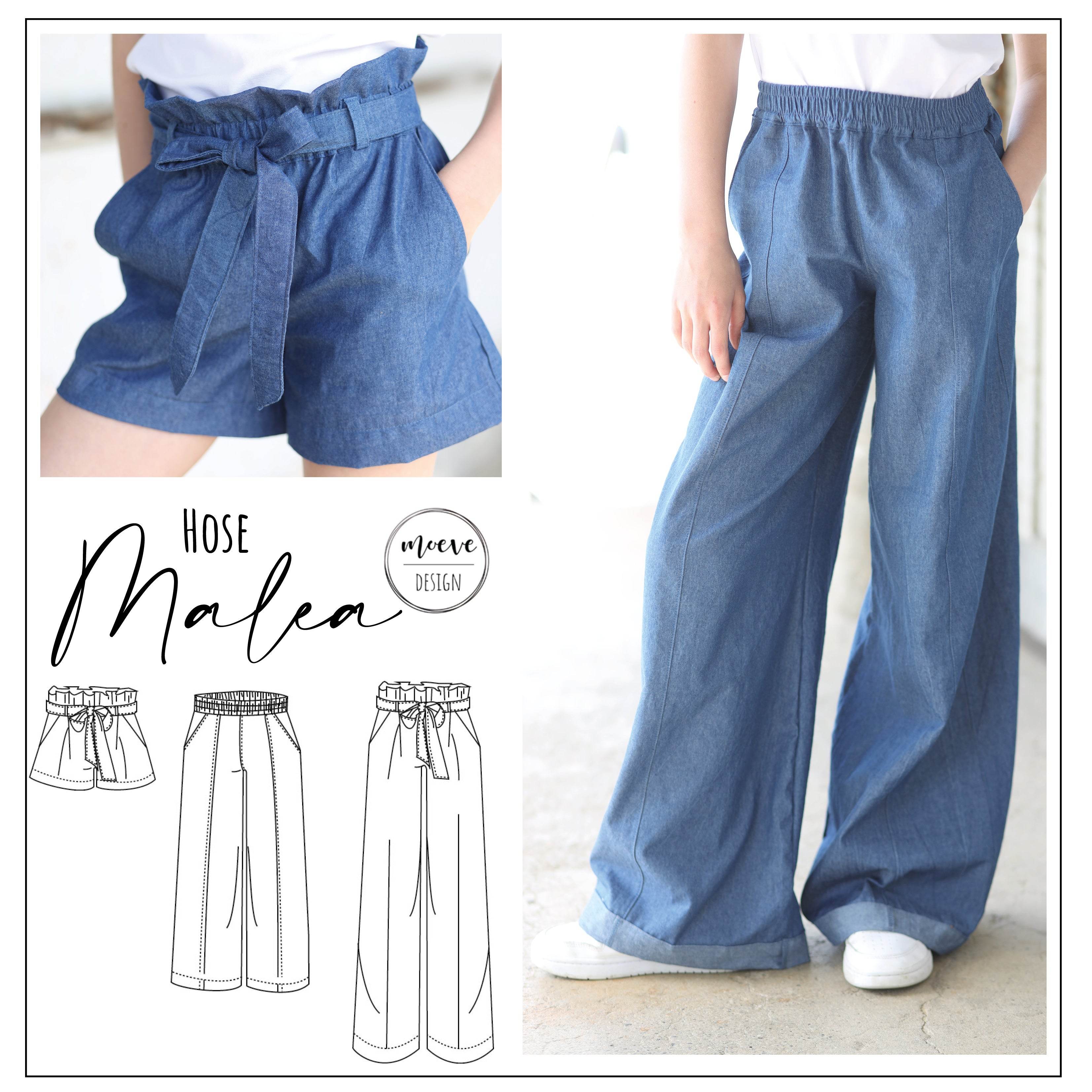 Schnittmuster Hose Malea (kurz, Culotte, Palazzo) Gr. 86 - 164 - Sewando