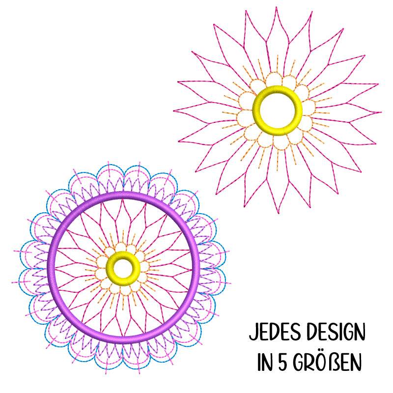 Stickdatei Set 8 Mandalas in jeweils 5 Größen - Sewando