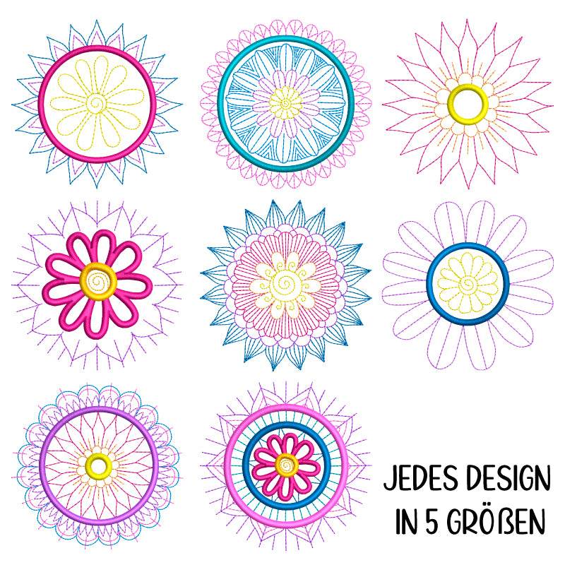 Stickdatei Set 8 Mandalas in jeweils 5 Größen - Sewando