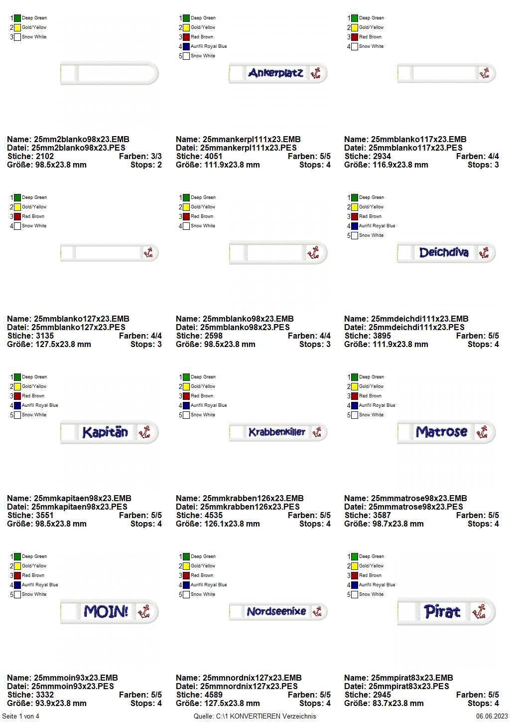 Stickdatei Set ITH Schlüsselanhänger Maritim Vol. I - Sewando