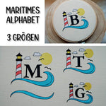 Stickdatei Set Maritimes Alphabet Split Monogramm in 3 Größen - Sewando