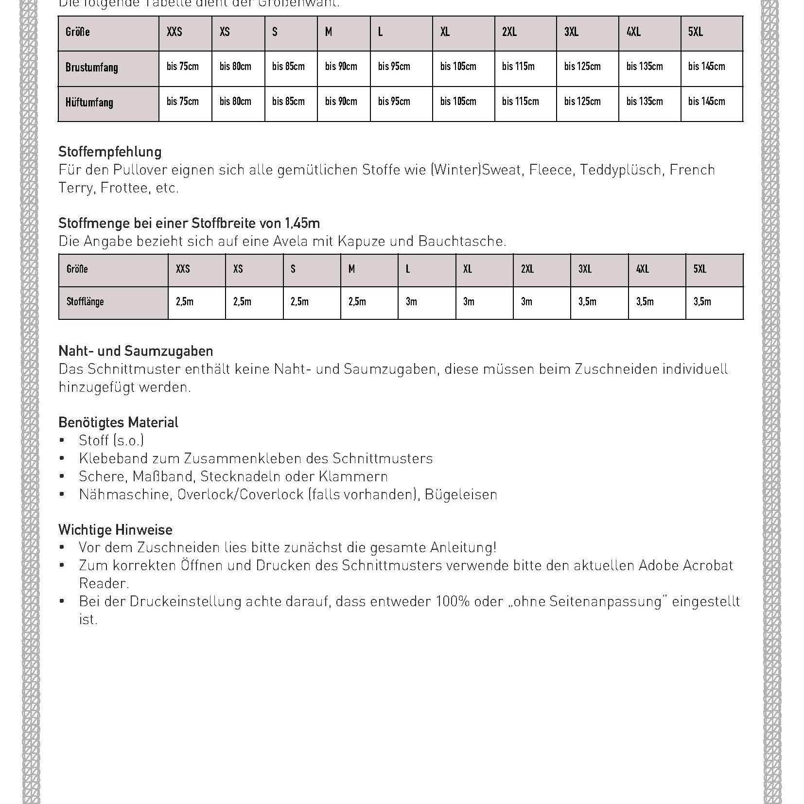 Schnittmuster Oversize Raglan Hoodie AVELA (XXS-5XL) : - Sewando