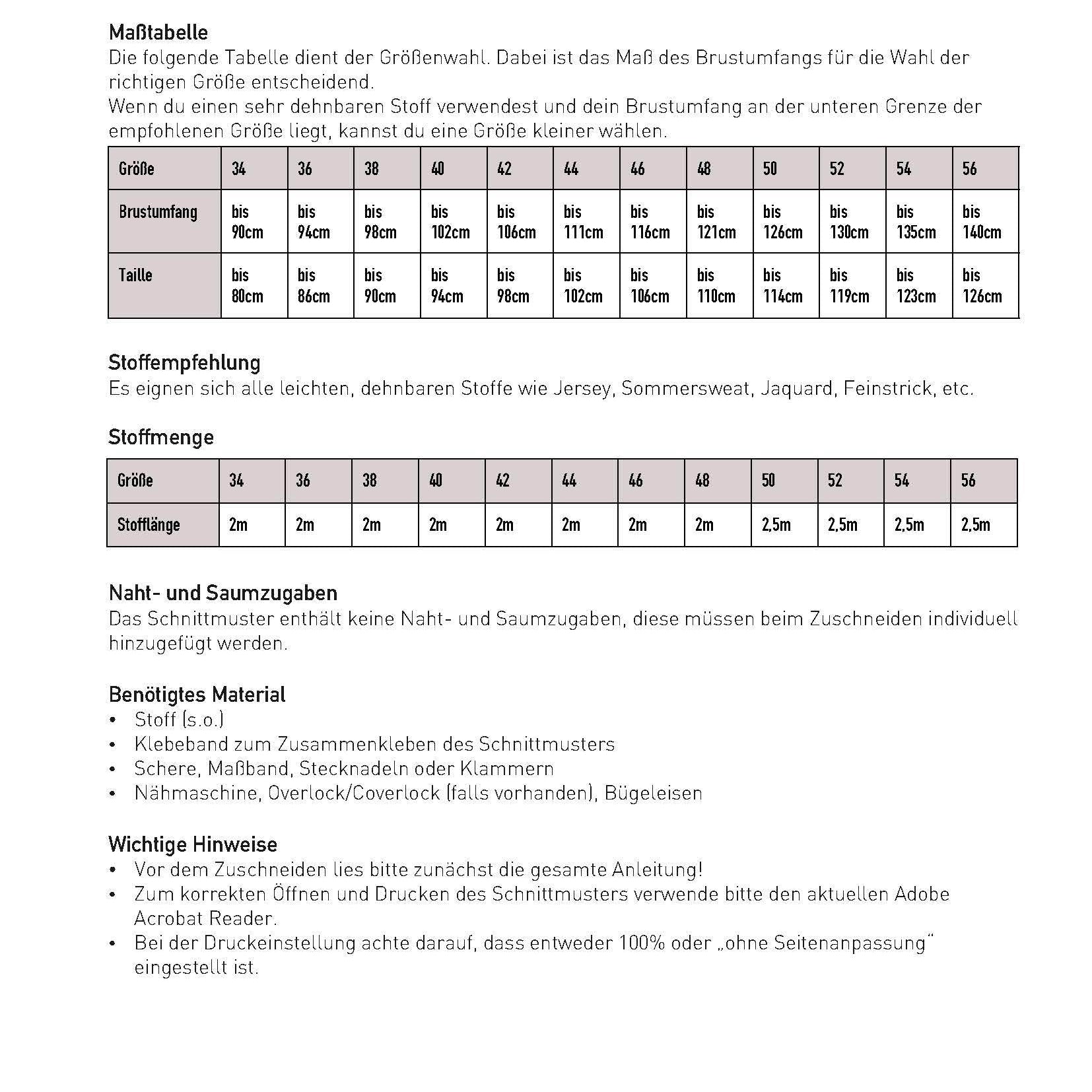 Schnittmuster Pullover mit Rückenausschnitt ACAI (34-56) - Sewando