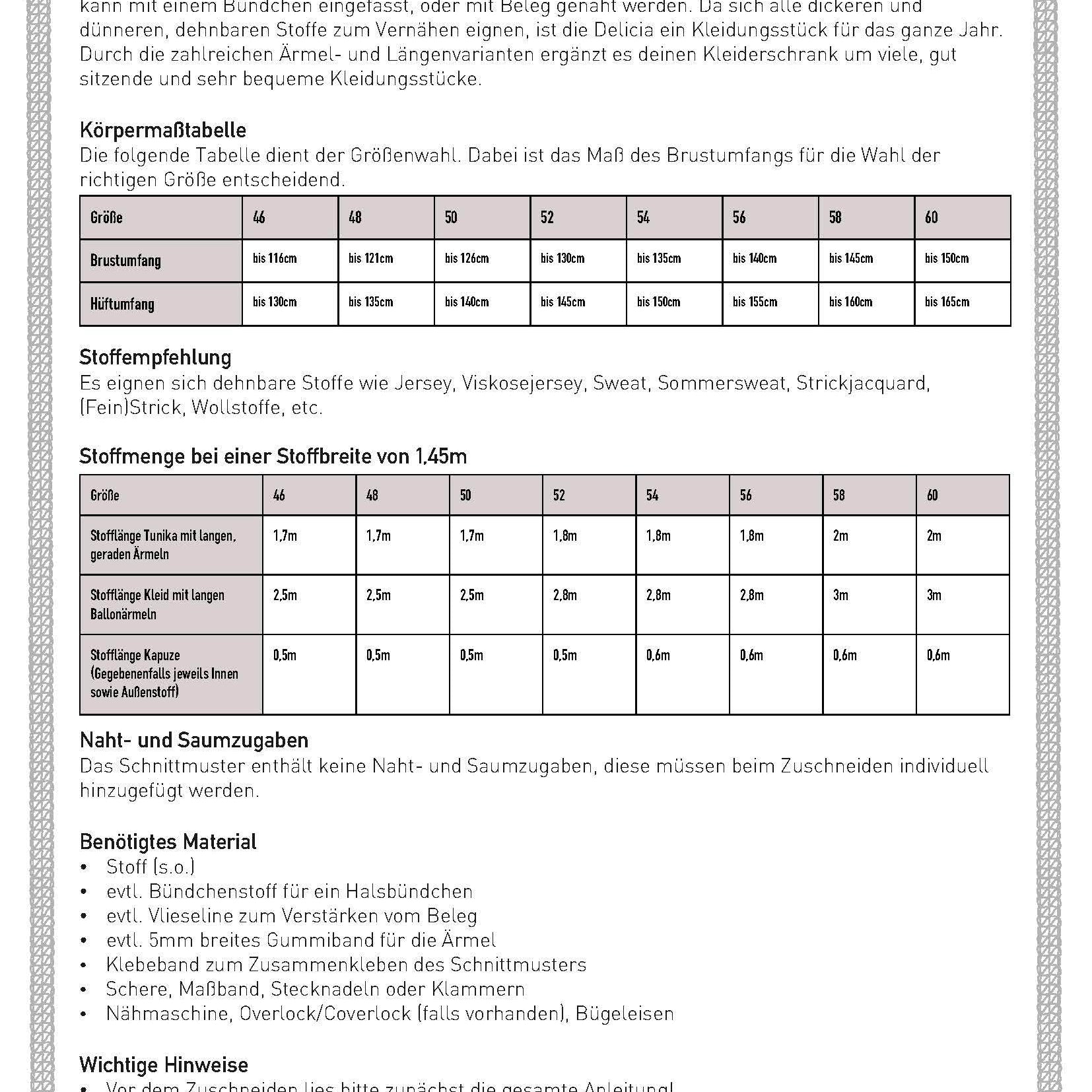 Schnittmuster Kleid Tunika A-Linie DELICIA CURVY (46-60) : - Sewando
