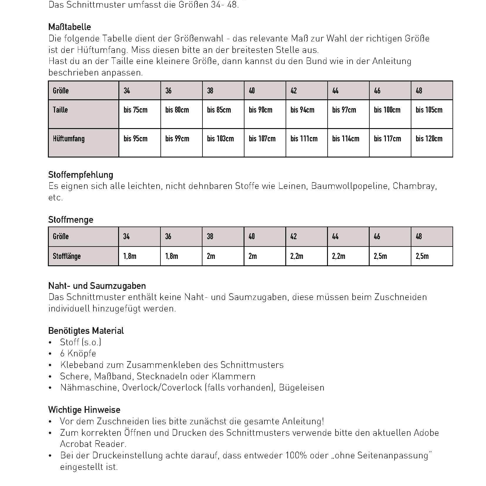 Schnittmuster Hosenrock Culotte JOJOBA (34-48) - Sewando