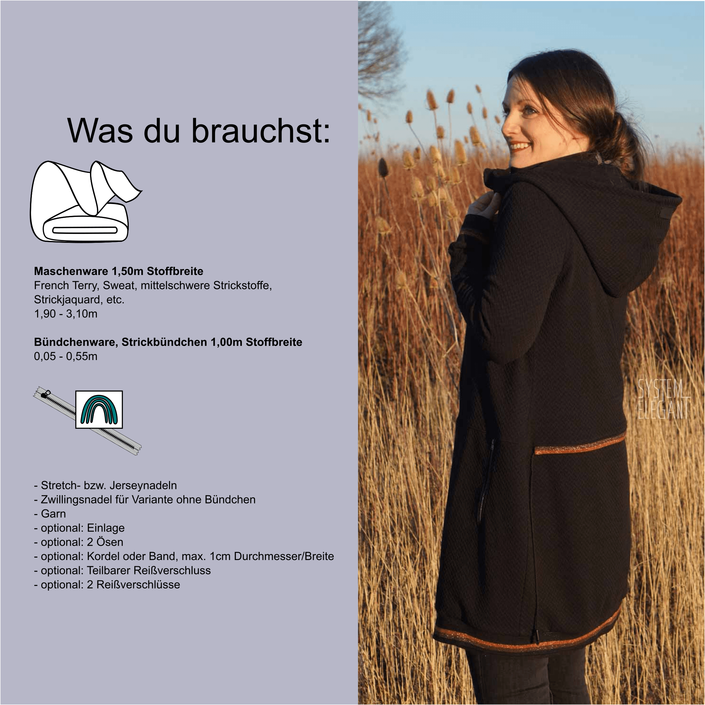 Schnittmuster Sweatjacke „Aufwind gen Süden“ Damen Gr. 32 - 62 - Sewando
