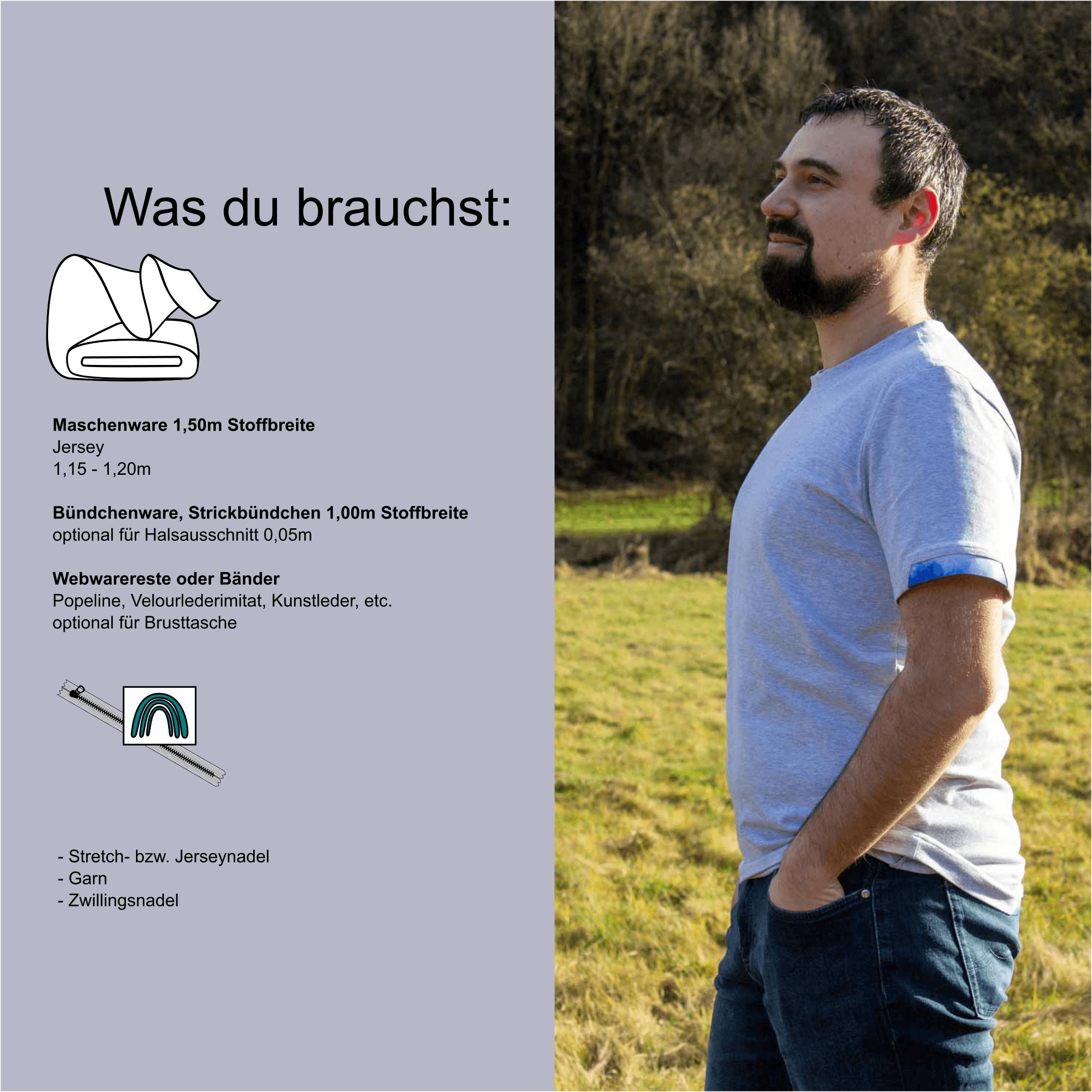 Schnittmuster T-shirt „Mut zur Lücke“ Herren Gr. 44 - 64 - Sewando
