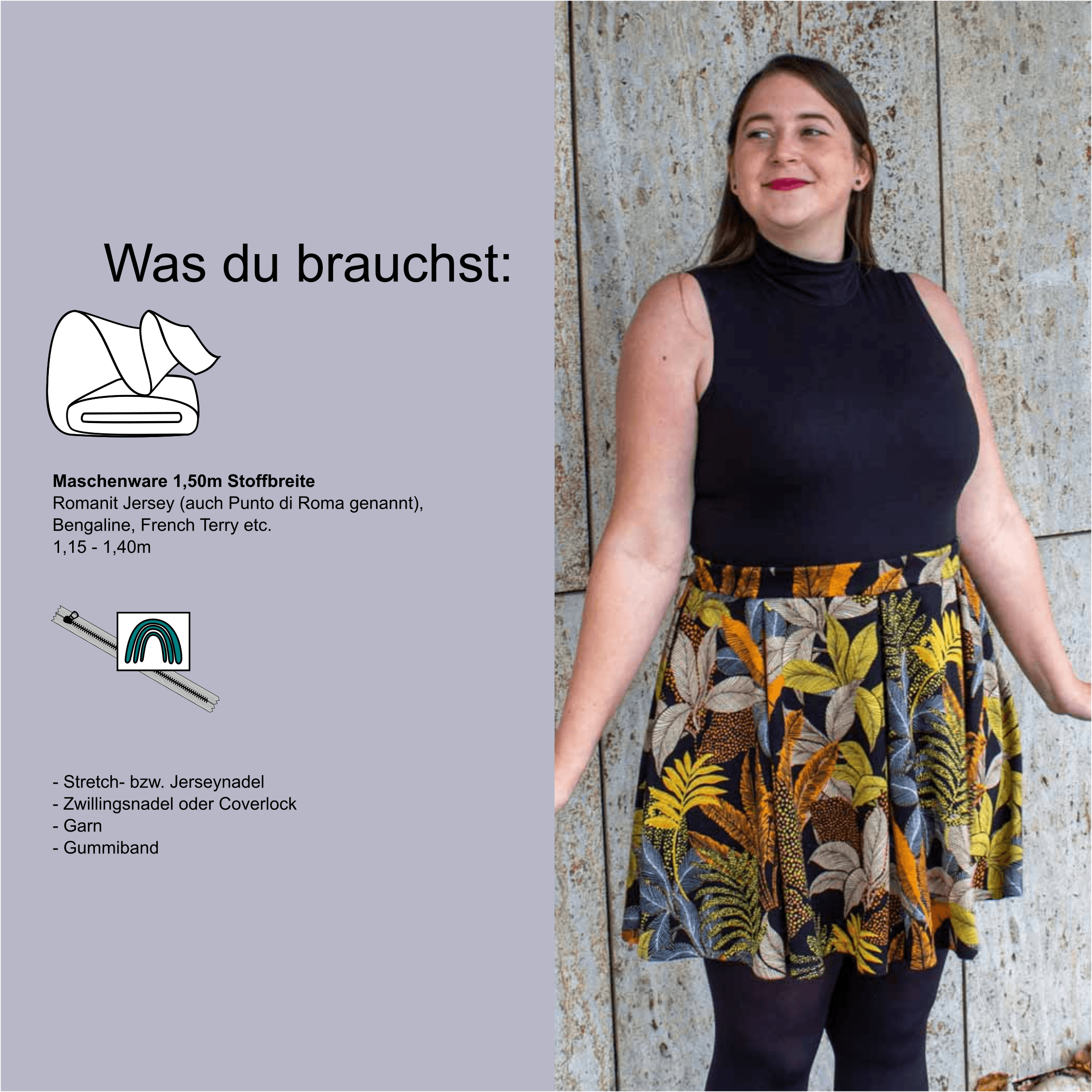 Schnittmuster Faltenrock „Das rockt echt 2“ Damen Gr. 32 - 54 : - Sewando