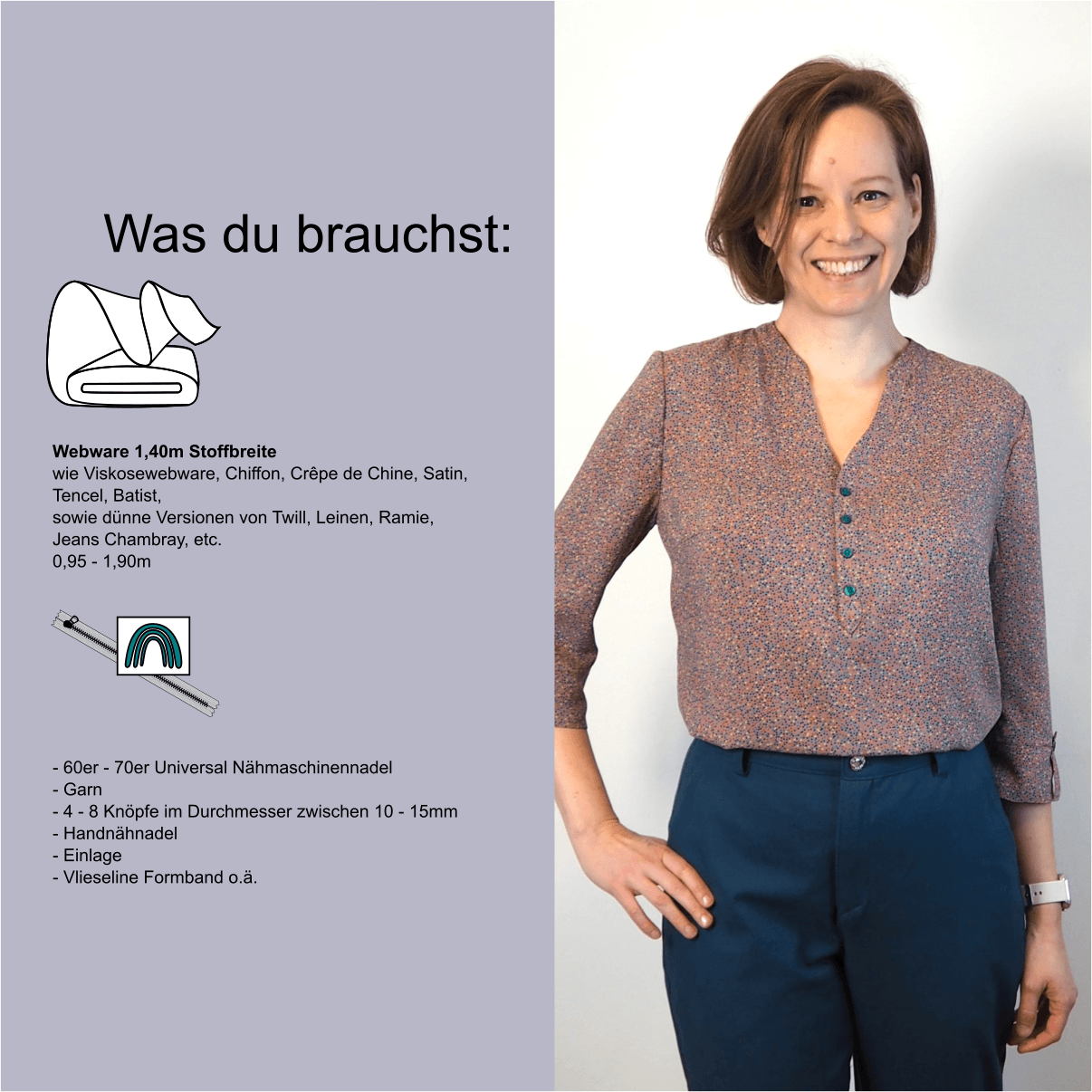Schnittmuster Bluse „Duft einer Blumenwiese“ Damen Gr. 32 - 62 - Sewando