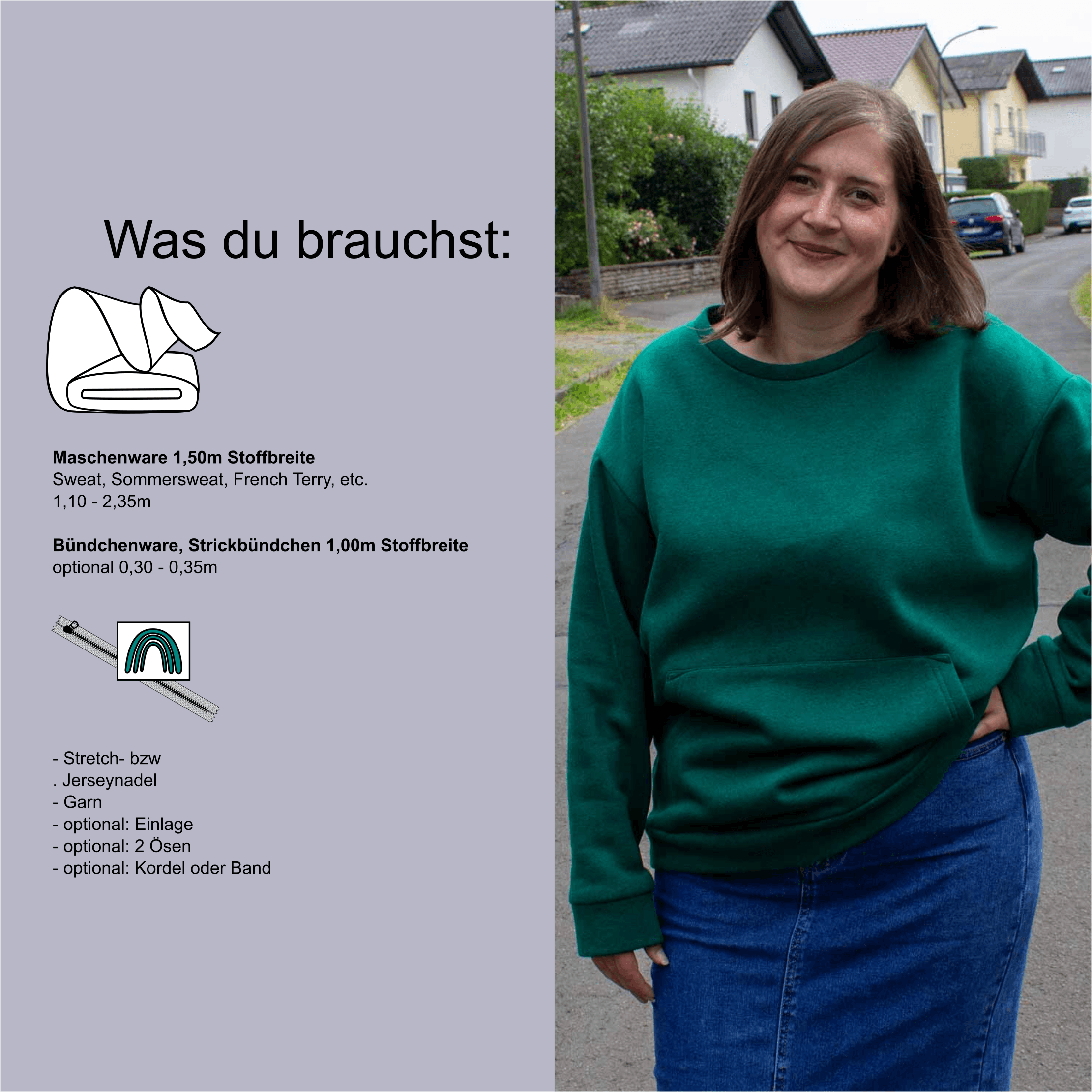 Schnittmuster Hoodie „Ein buntes Leben“ Damen Gr. 32 - 62 - Sewando