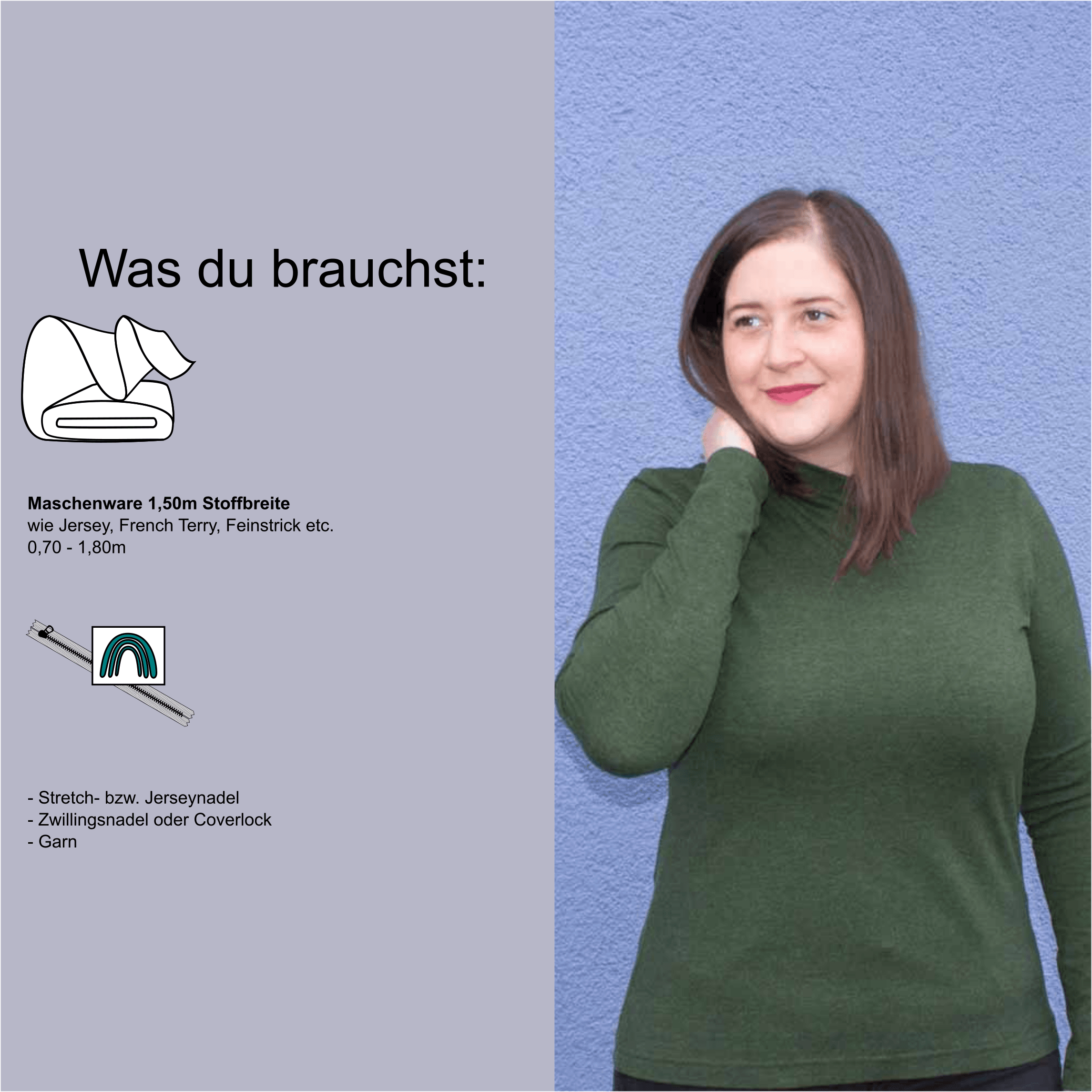Schnittmuster Rollkragenshirt „Im Blütenkelch verborgen“ Damen Gr. 32 - 62 - Sewando