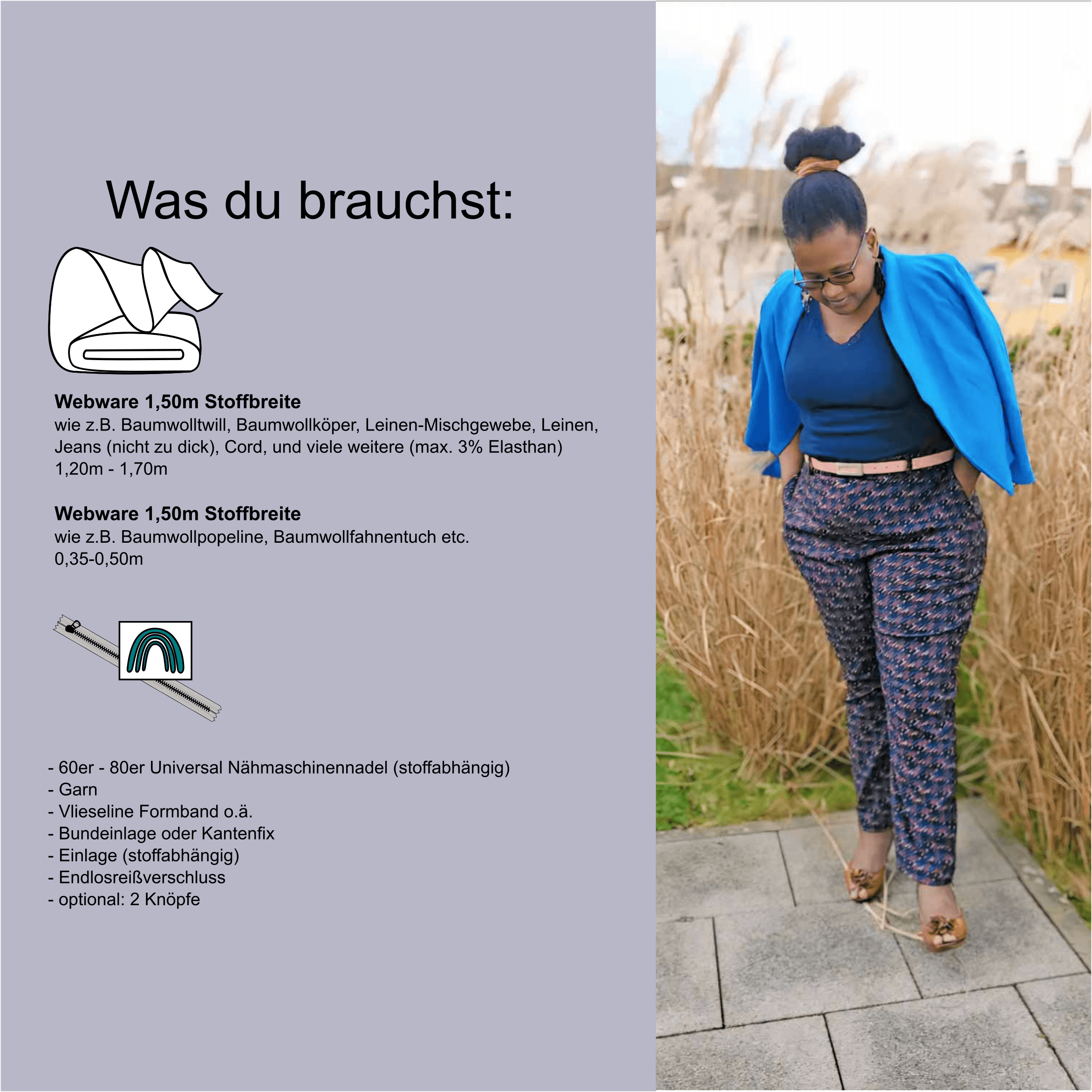 Schnittmuster Chinohose „Hauch von Ferne“ Damen Gr. 32 - 54 - Sewando