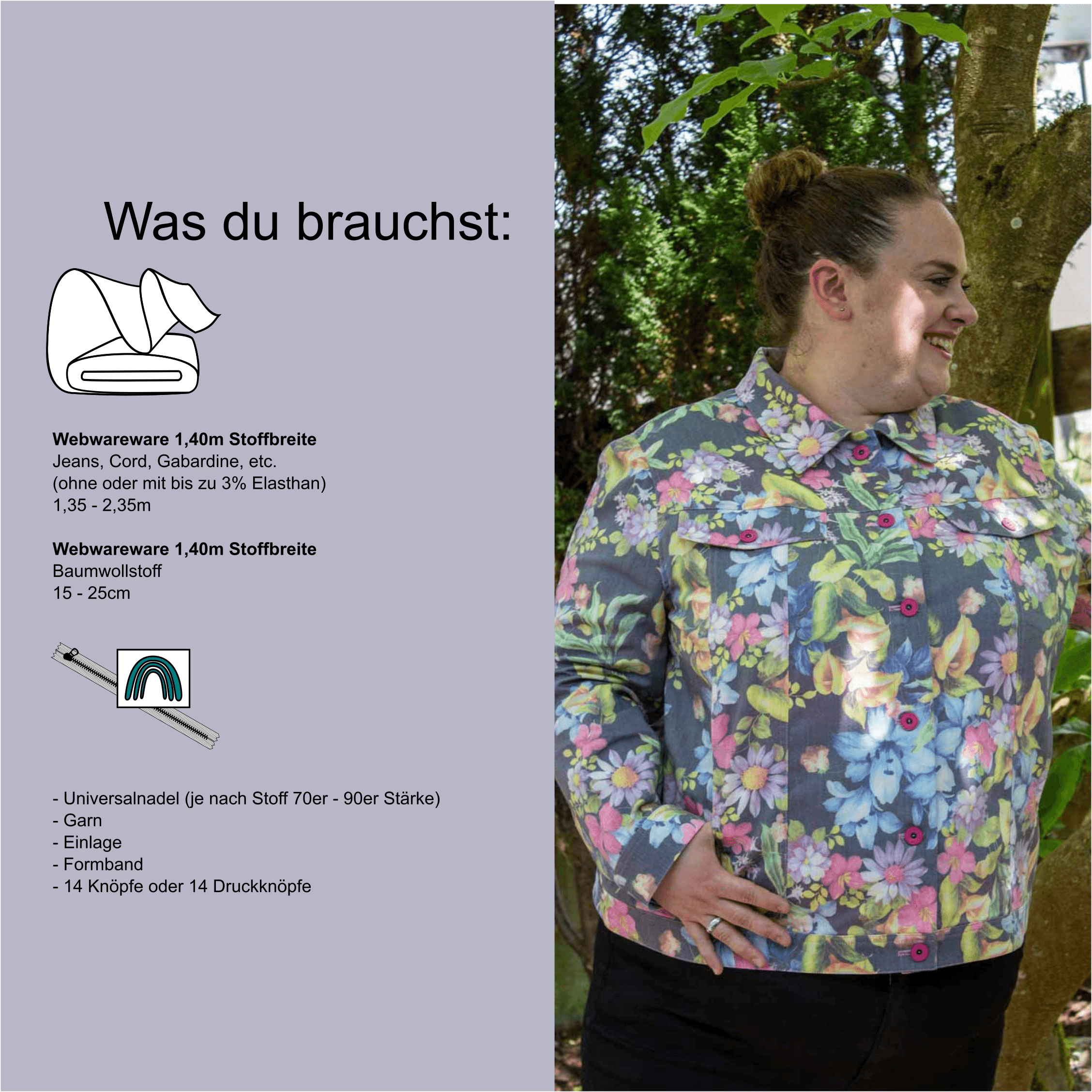 Schnittmuster Jeansjacke „Knopf und Kragen“ Damen Gr. 32 - 62 : - Sewando